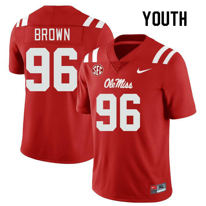 Youth #96 Jamarious Brown Ole Miss Rebels College Football Jerseyes Stitched Sale-Red